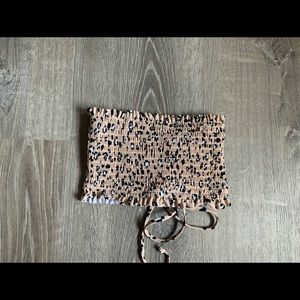 Cheetah Print bandeau swim suit top